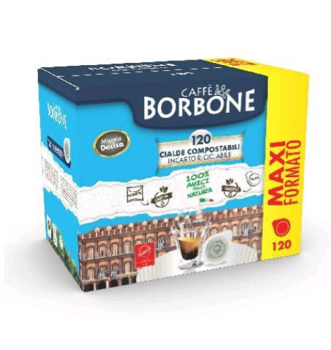 BORBONE BOX CAFFE' IN CIALDE COMPOSTABILI DA 44 mm MISCELA DECISA NERA CONF 120 Pz.